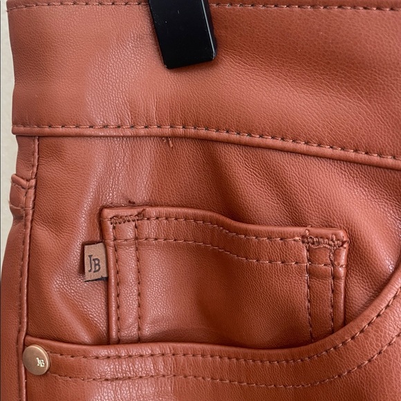 Judy Blue Vegan Leather Pants Cognac Wide Leg Cropped Tummy Control - Picture 8 of 16